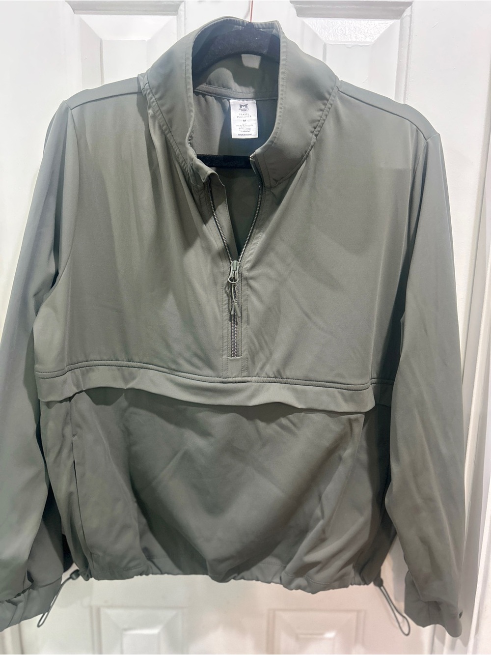 Women's Light Olive Half-Zip Shirt Jacket - Lightweight Pullover